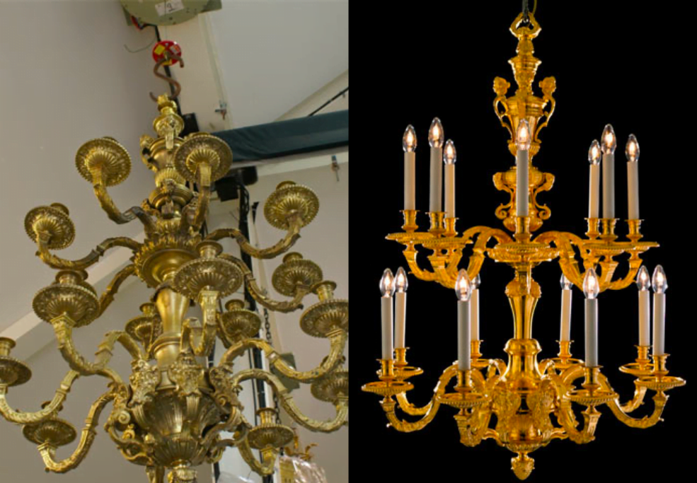 Large Gilded 19th Century Chandelier Restoration Wilkinson Kent