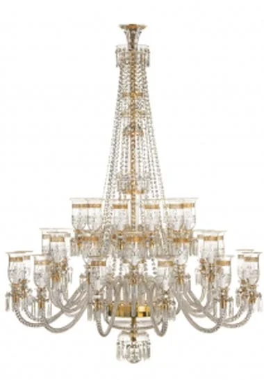 Thistle 36 light Gold chandelier with shades