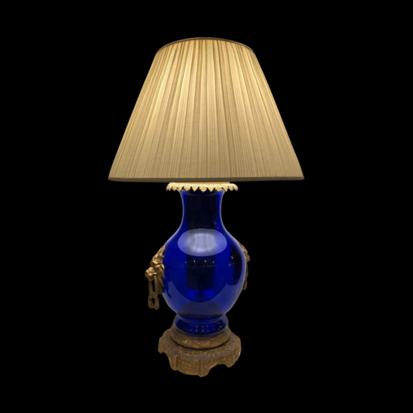 blue glass table lamp
