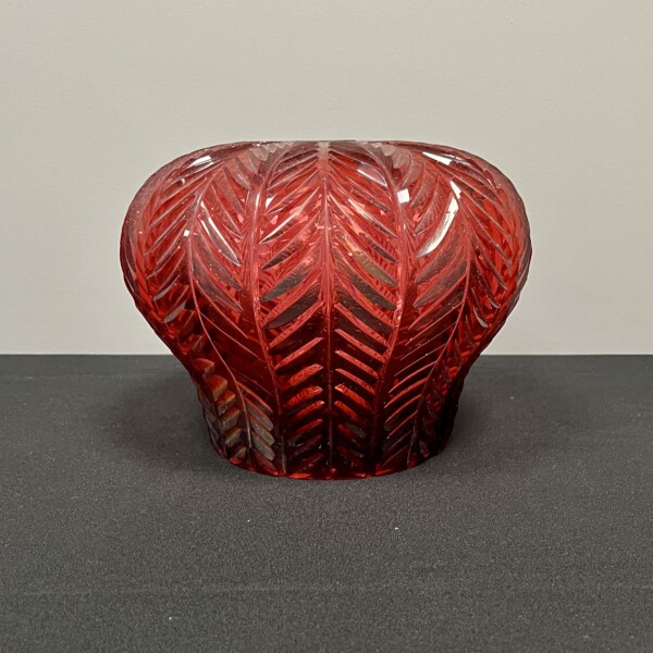 Red Glass Cut Bulbous Shade