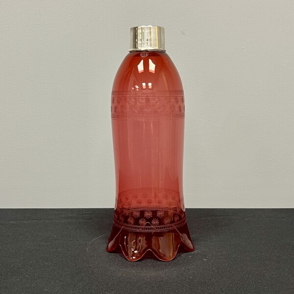Red Glass Etched Storm Shade with Scallops