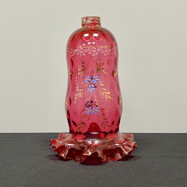 Red Shade with Floral Enamel and Frilled Edge