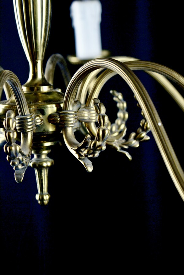 Vintage 8 Light Cast Brass Chandelier - Image 3