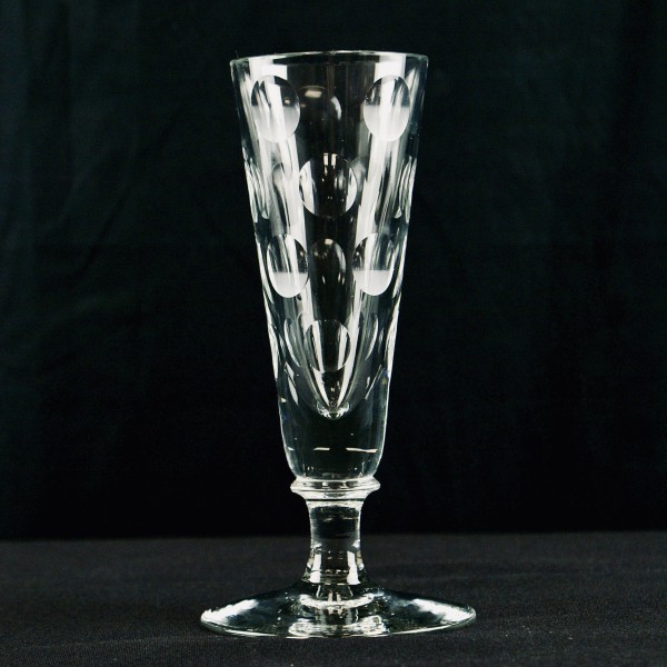 Cut champagne flute — clear patterned cut‑glass flute glassware