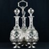 Victorian Decanter Carrier with Crystal Decanters and Stoppers